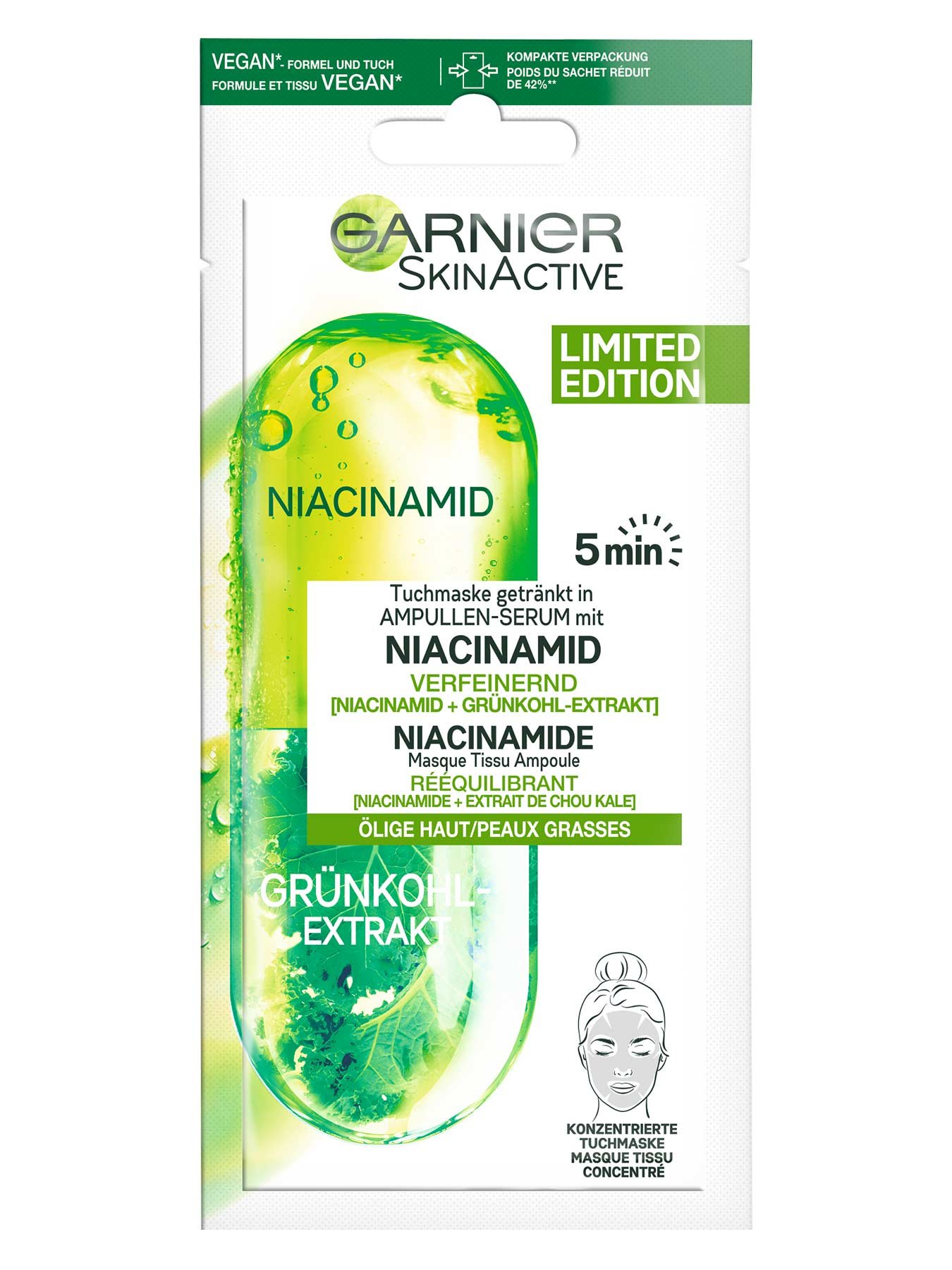 Ampullen Tuchmaske Grünkohl Garnier